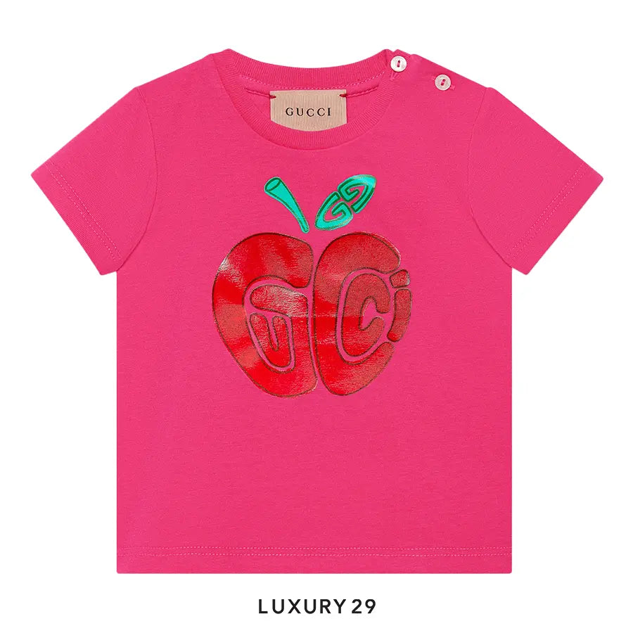 Kid GUCCI BABY PRINTED COTTON JERSEY T-SHIRT Fuchsia