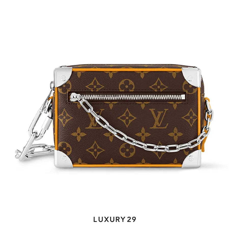 Louis Vuitton LV Mini Soft Trunk Bag Monogram Macassar canvas with silver-toned hardware and cowhide leather Safran Yellow