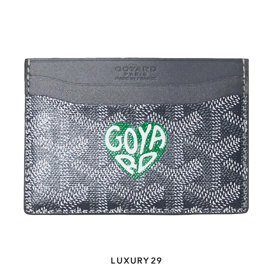 Goyard Saint-Sulpice Card Wallet Grey Hand-Painted Heart Green