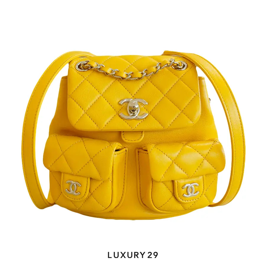 Chanel Mini Backpack Grained Shiny Calfskin & Gold-Tone Metal Yellow