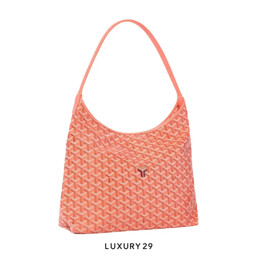 Goyard Boheme Hobo Bag In Goyardine Canvas And Chevroches Calfskin Coral