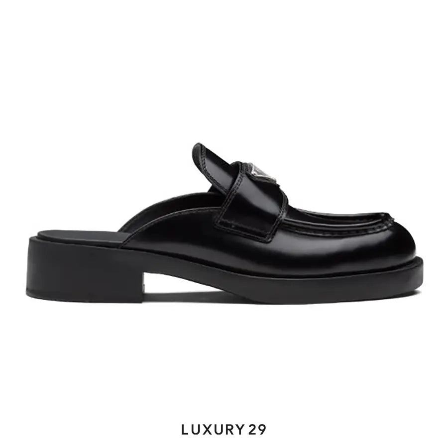 Prada 40mm Mule Black Brushed Leather