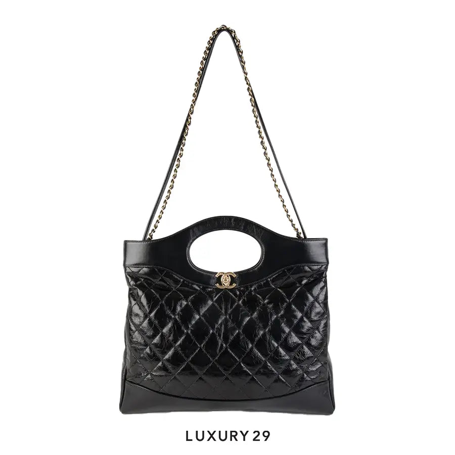 Chanel 31 Mini Shopping Bag Shiny Lambskin & Gold-Tone Metal Black