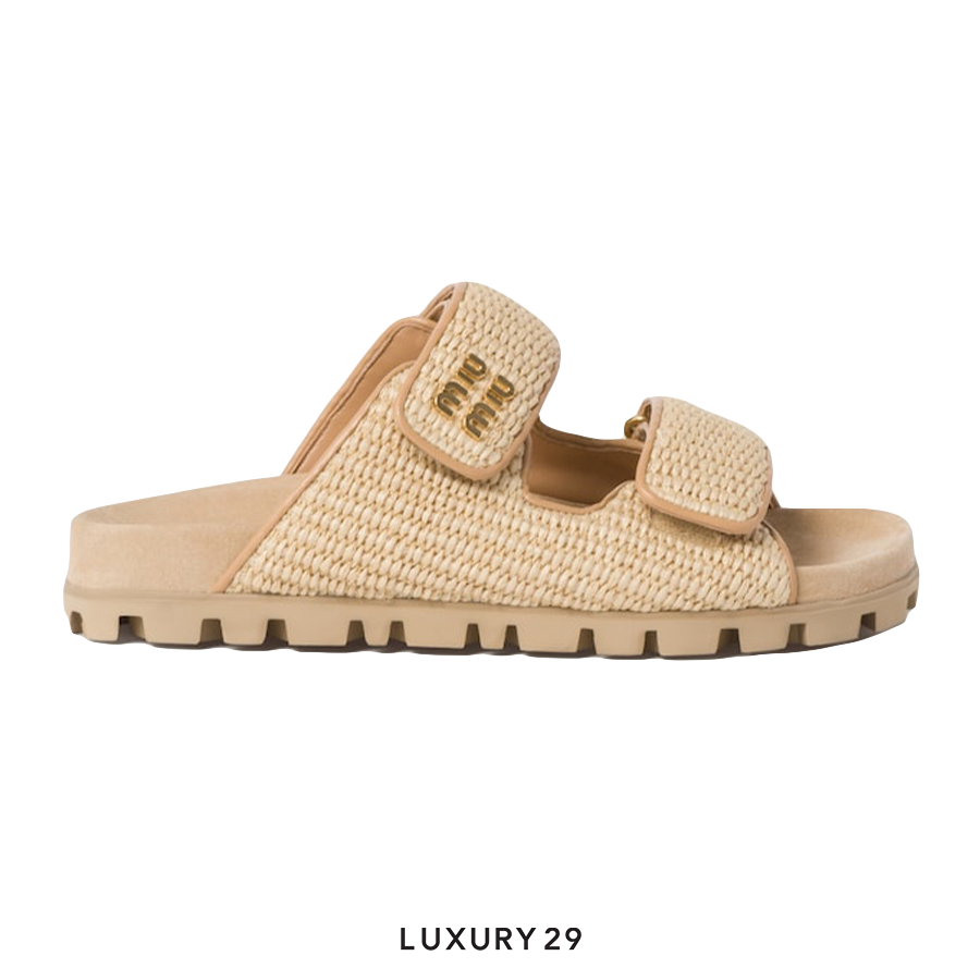 Miu Miu Sporty raffia-effect woven fabric sandals MIU MIU
