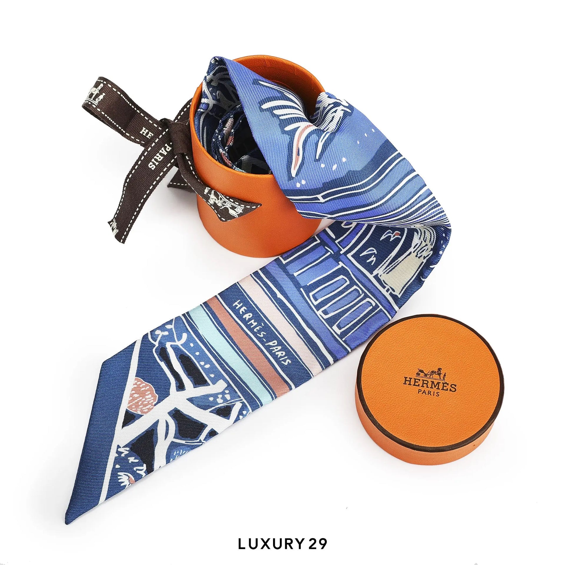 Hermes Rayures d'Ete Twilly Bleu / Rose / Blanc