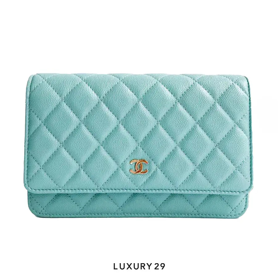 Chanel Wallet On Chain WOC In Grained Calfskin Caviar with Gold Hardware Tiffany