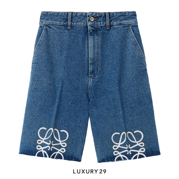 LOEWE Anagram shorts in denim Jeans Blue