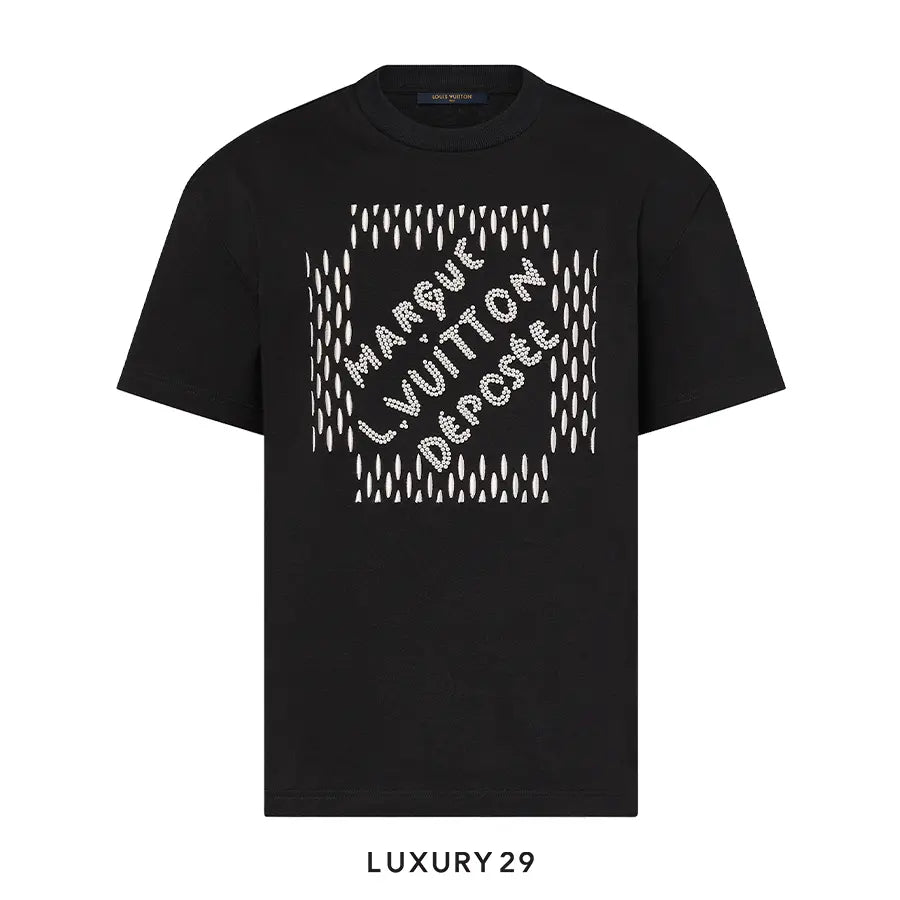 Louis Vuitton LV Embroidered Signature Cotton T-Shirt Noir