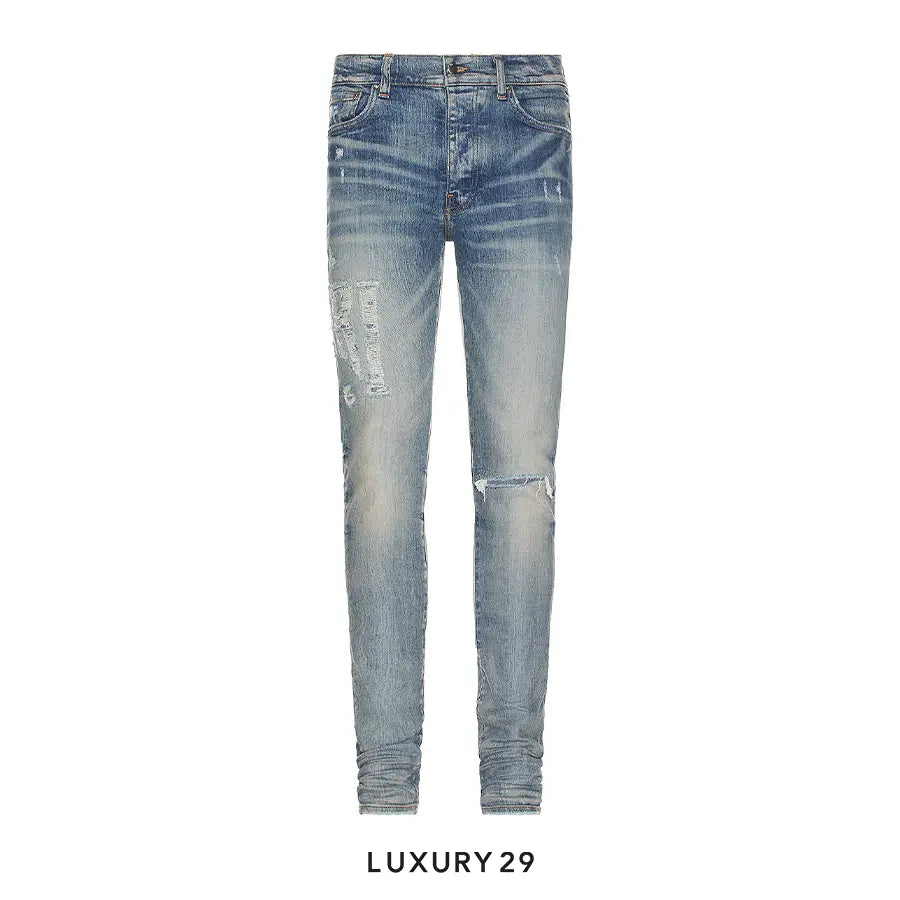 AMIRI DISTRESSED LOGO JEAN CLAY INDIGO