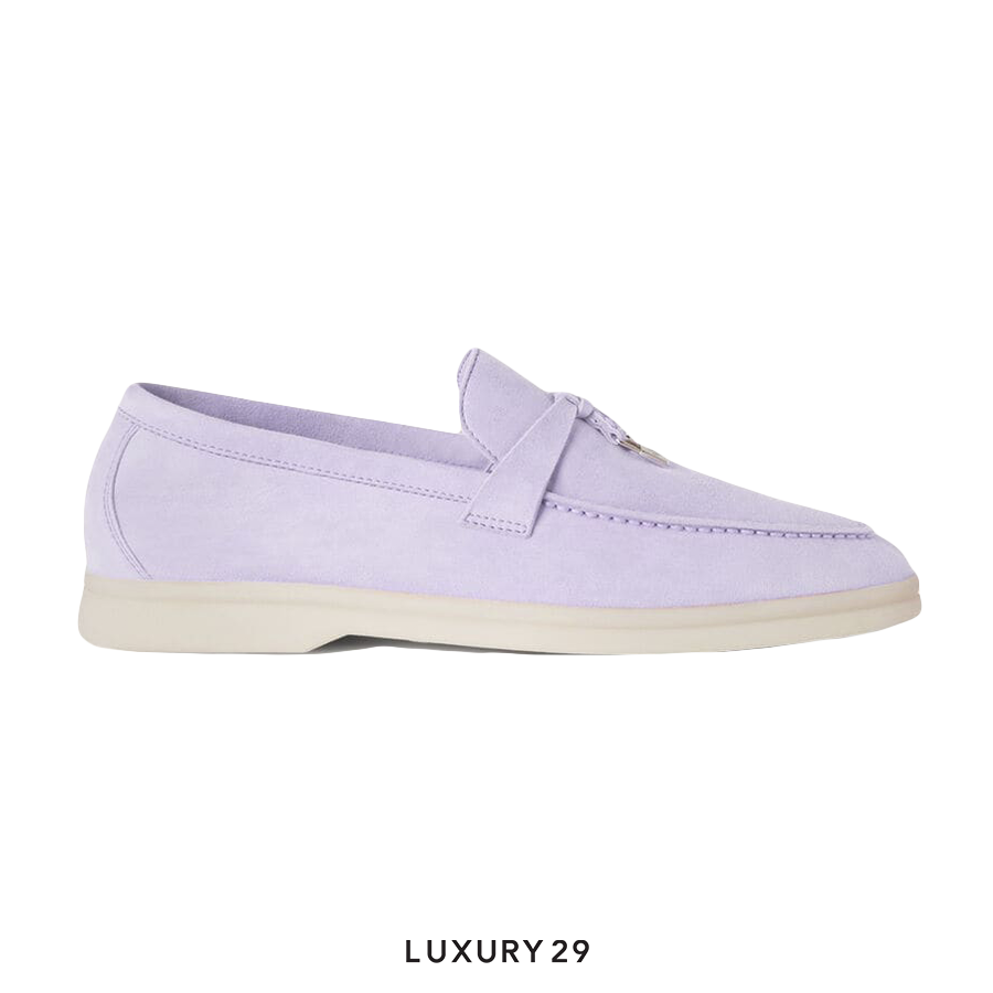 Loro Piana Summer Charms Walk Loafers Suede Goatskin Lilac Wagasa