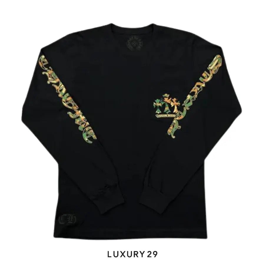 CHROME HEARTS CAMO HORSESHOE L/S TEE BLACK