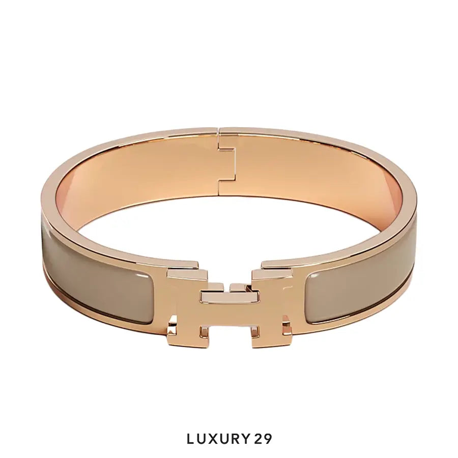 Hermes Clic H Bracelet Rose gold plated PM Marron Glace
