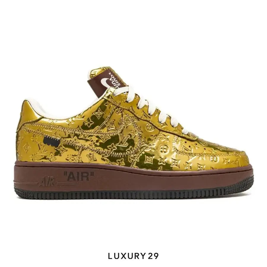 Louis Vuitton LV Nike Air Force 1 Low By Virgil Abloh Metallic Gold(M)