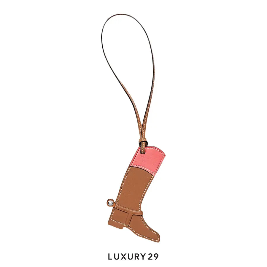 Hermes Paddock Boot charm Naturel / Sable / Rose Dete