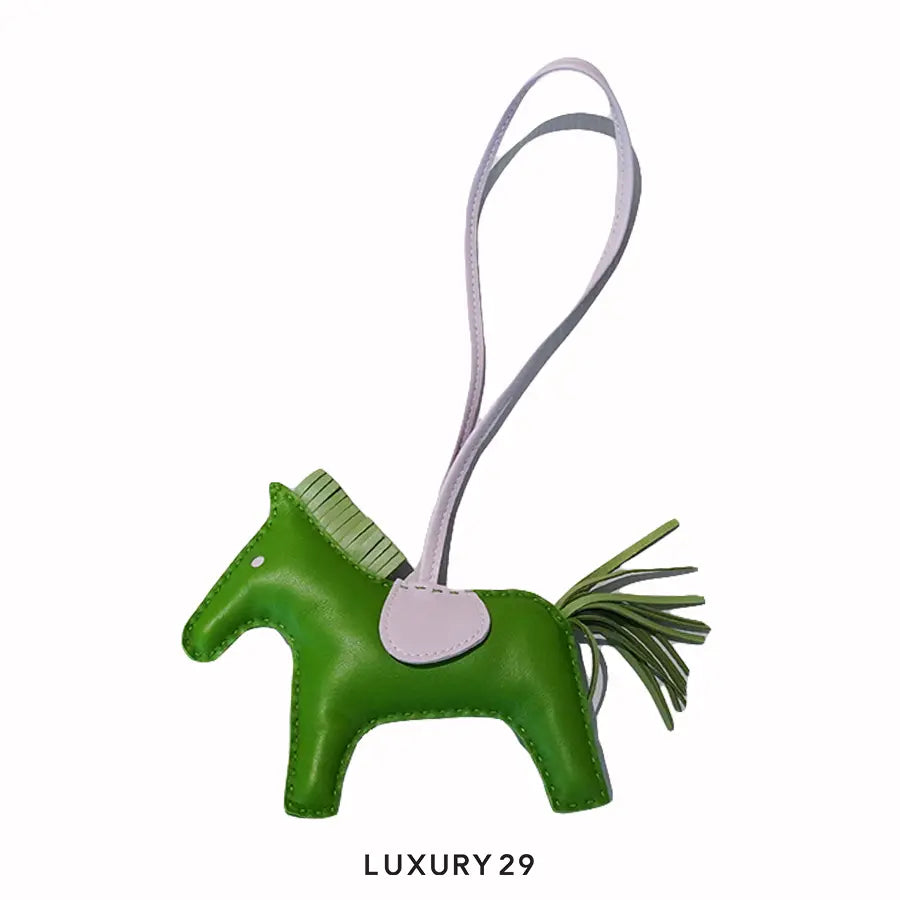 Hermes Rodeo MM charm Vert Yucca / Vert Criquet / Mauve Pale