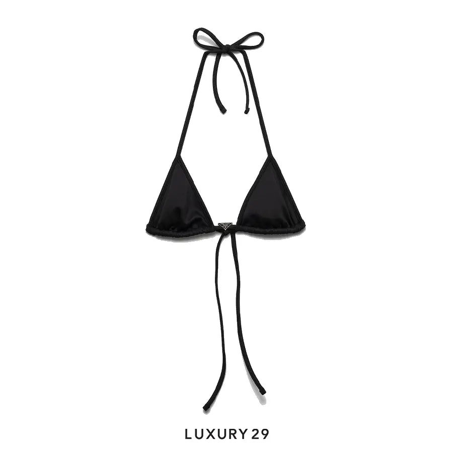 Prada Interlock fabric triangle bikini top Black