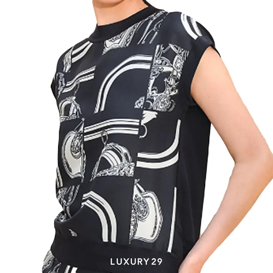Hermes "En Desordre Finesse" sleeveless twillaine sweater