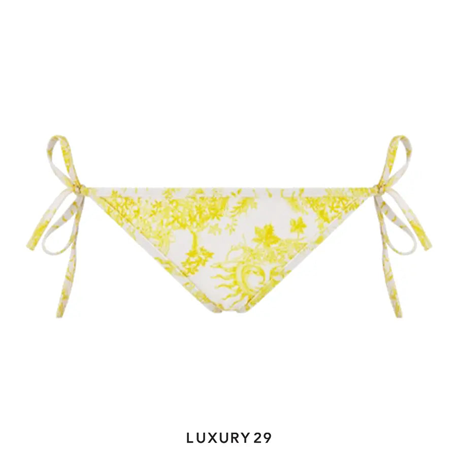 Dior Dioriviera Bikini Bottom White and Lemon Yellow Technical Fabric with Toile de Jouy Soleil Motif