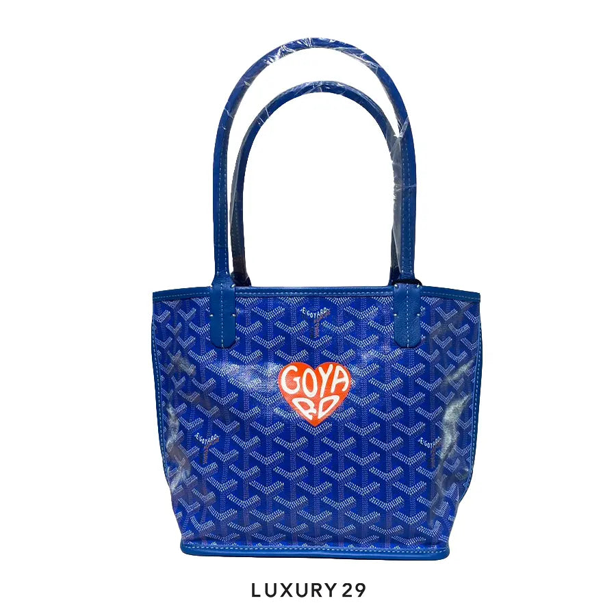 Goyard Anjou Mini Bag Sky Blue Hand-Painted Heart Orange