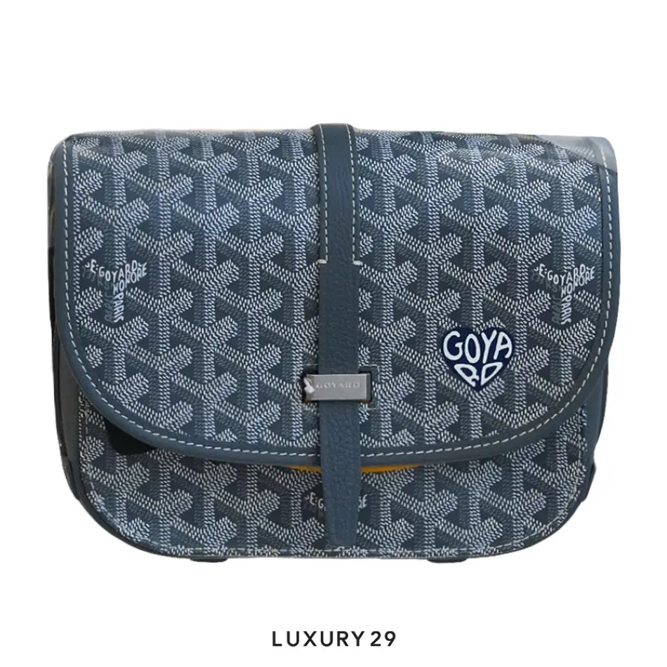 Goyard Belvedere PM Bag Grey Hand-Painted Heart Blue