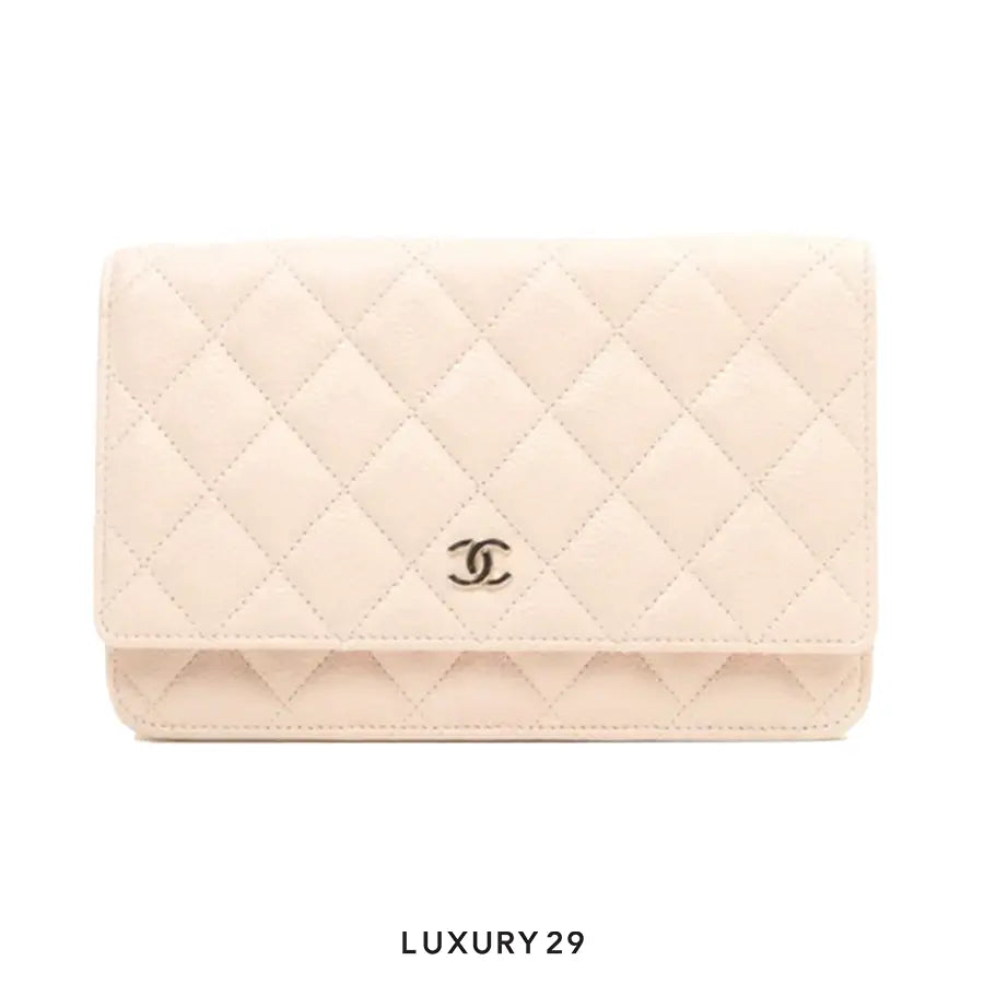 Chanel Wallet On Chain WOC In Grained Calfskin With Light Gold-Tone Metal Sakura Pink