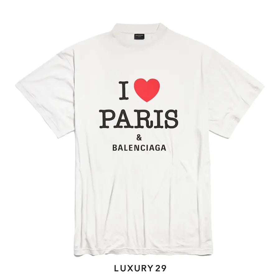 Balenciaga I Love Paris & Balenciaga T-shirt Oversized in White
