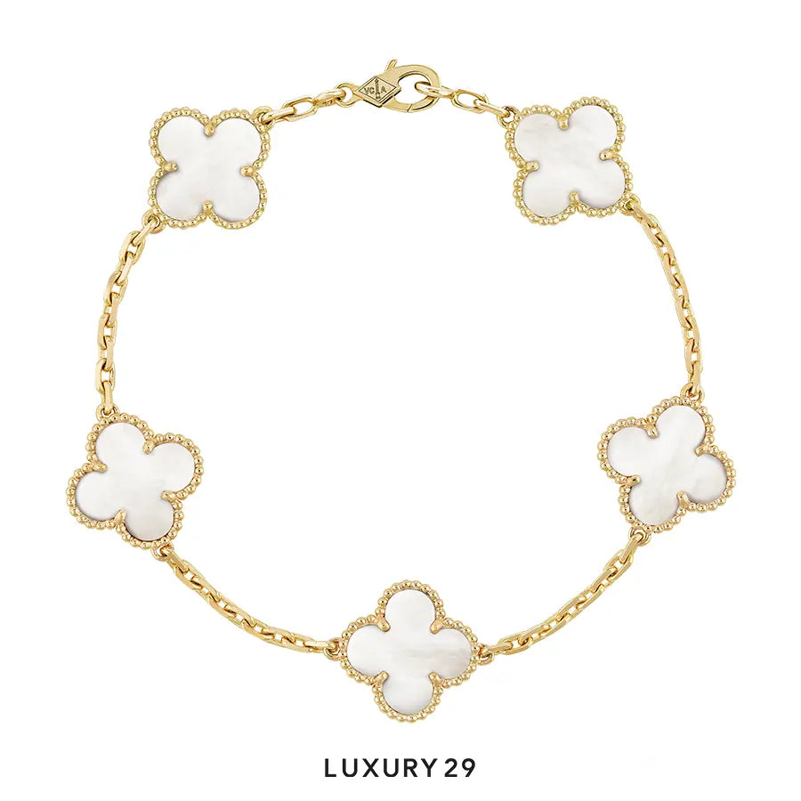 Van Cleef & Arpels Vintage Alhambra bracelet, 5 motifs 18K yellow gold, Mother-of-pearl VAN CLEEF & ARPELS