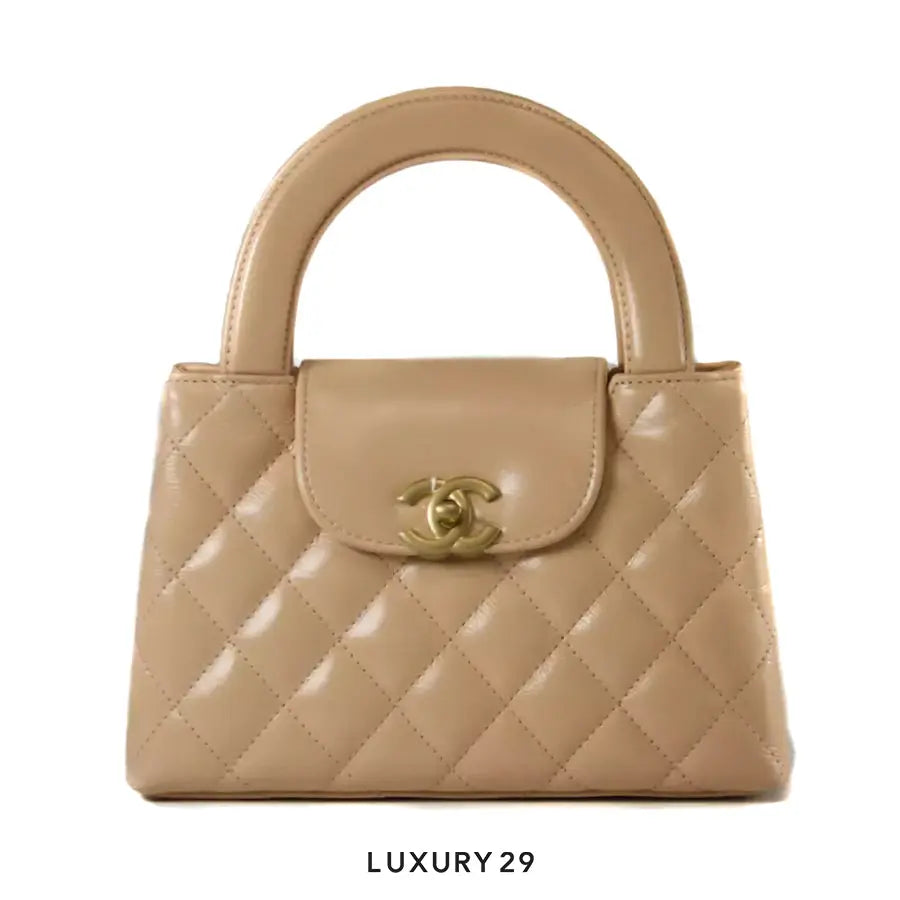 Chanel Mini Shopping Bag In Shiny Aged Calfskin With Gold-Tone Beige