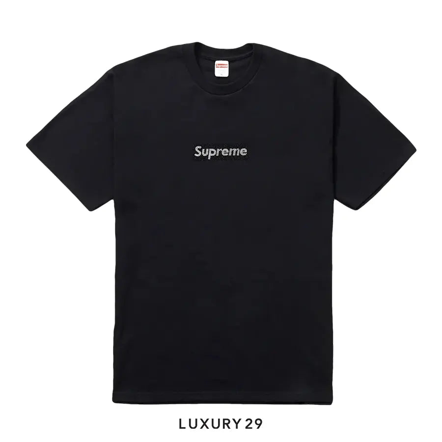 Supreme Swarovski Box Logo Tee Black SUPREME