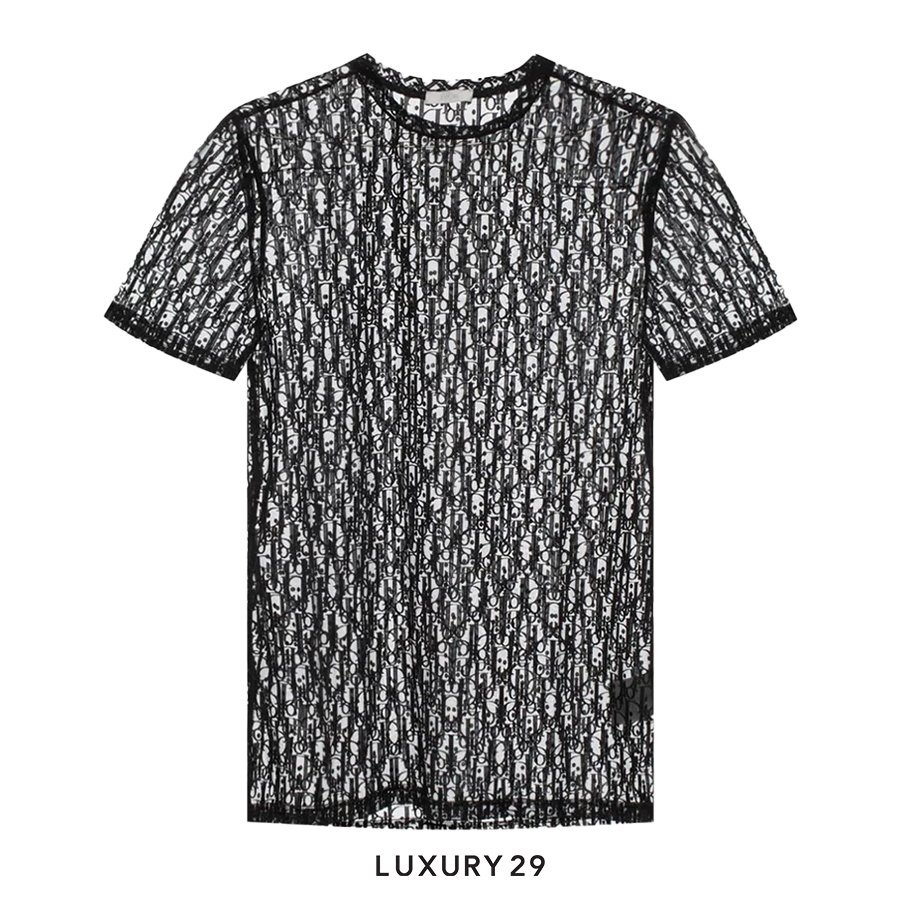 Dior Sheer Oblique T-Shirt Navy DIOR