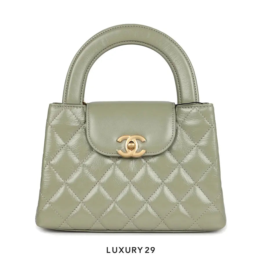 Chanel Mini Shopping Bag In Shiny Aged Calfskin With Gold-Tone Green