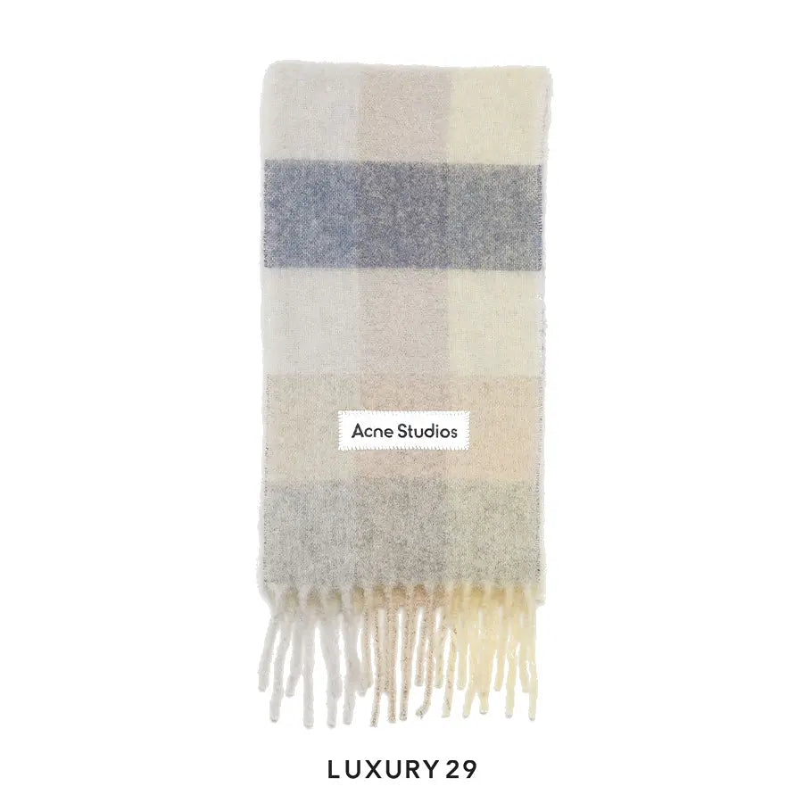 Acne Studios Mohair Checked Scarf Vanilla/Beige/Lavender