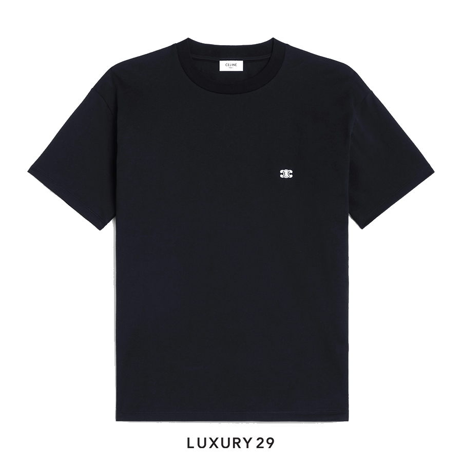 CELINE TRIOMPHE LOOSE T-SHIRT IN COTTON JERSEY BLACK / WHITE