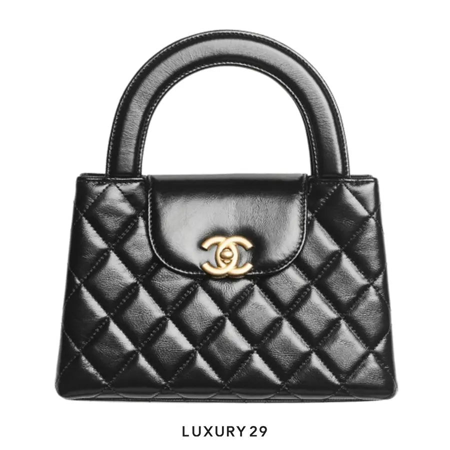 Chanel Mini Shopping Bag In Shiny Aged Calfskin With Gold-Tone Metal Black