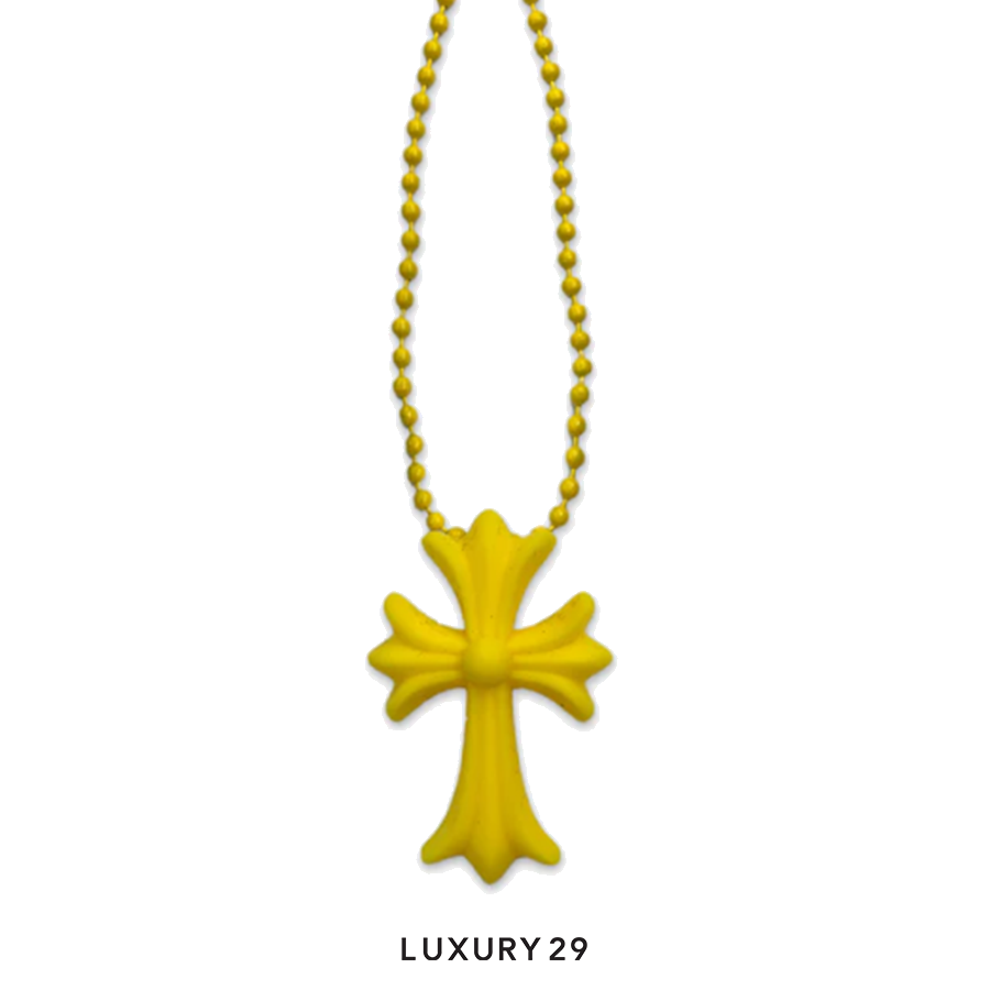 CHROME HEARTS SILICONE CROSS NECKLACE YELLOW CHROME HEARTS