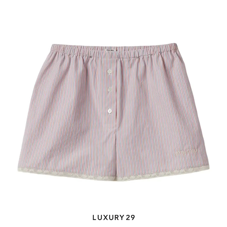 MIU MIU Striped cotton boxers Coral/White