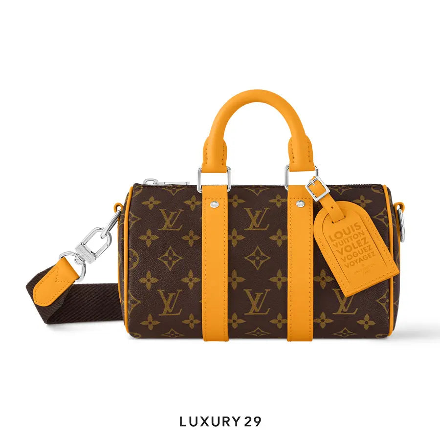 Louis Vuitton LV Keepall Bandouliere 25 Bag Monogram Macassar coated canvas and cowhide leather Safran Yellow