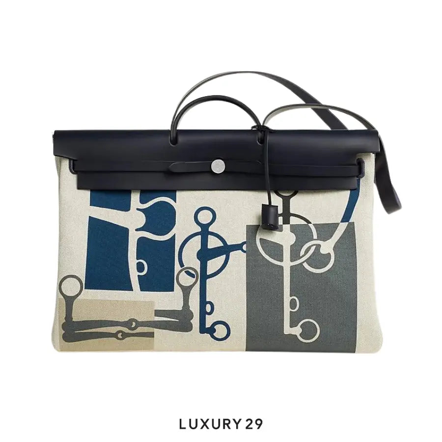 Hermes Herbag Zip cabine bag Indigo / Gris Meyer / Ecru / Amande