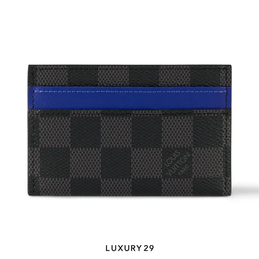 Louis Vuitton LV Double Card Holder Damier Graphite coated canvas Indigo Blue