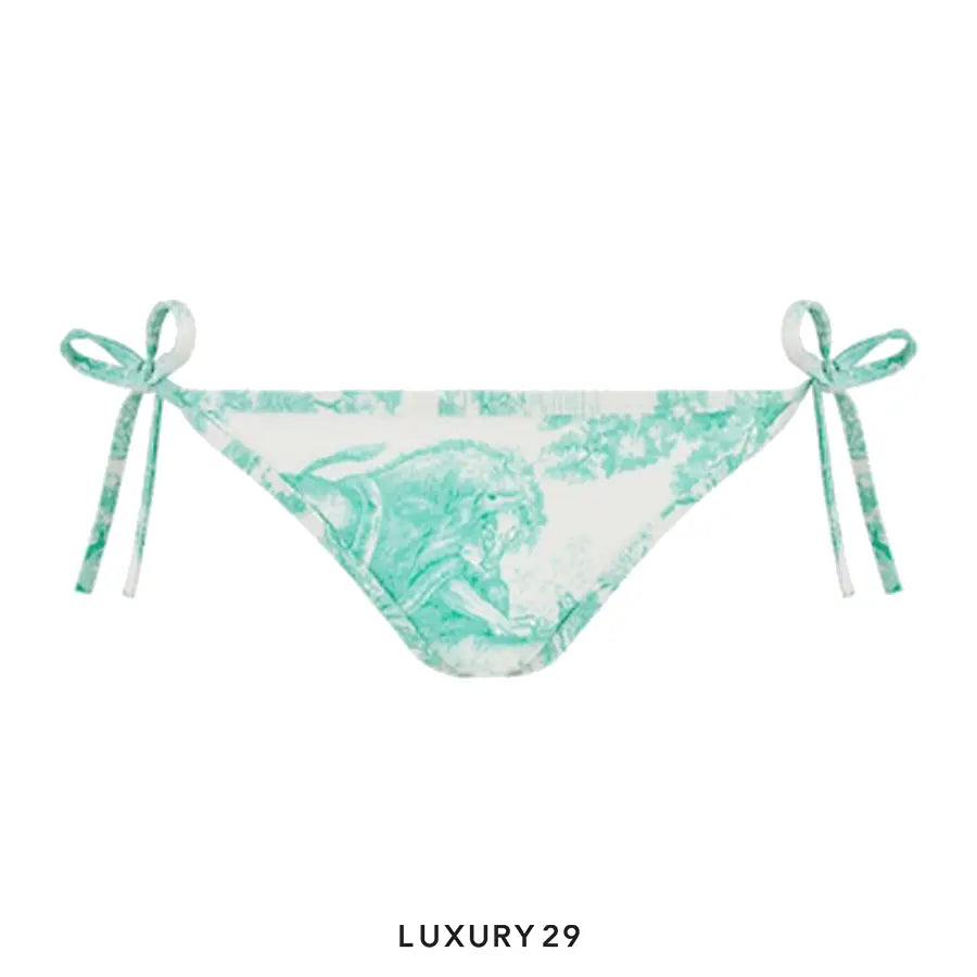 Dior Dioriviera Bikini Bottom White and Aquamarina Technical Fabric with Toile de Jouy Sauvage Motif