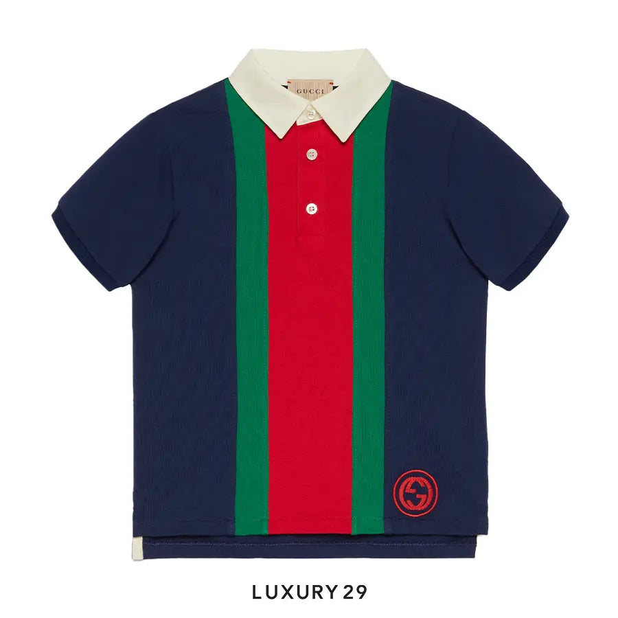 Kid GUCCI COTTON WEB POLO T-SHIRT