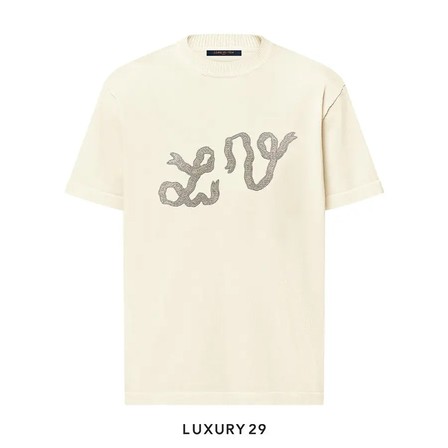 Louis Vuitton LV Embellished Short-Sleeved Cotton Crewneck White