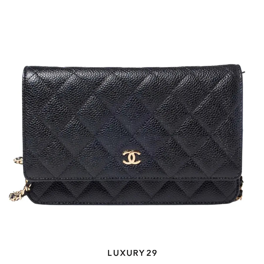 Chanel Wallet On Chain WOC In Grained Calfskin Caviar with Gold Hardware Black