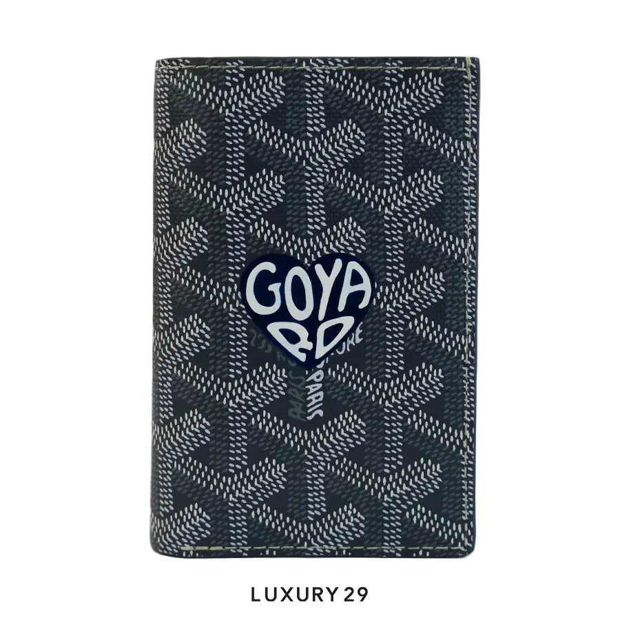 Goyard Saint-Pierre Card Wallet Grey Hand-Painted Heart Navy