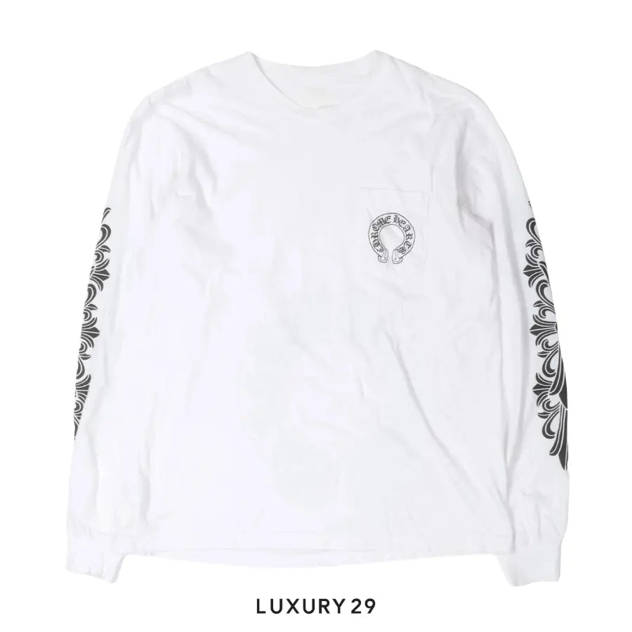Chrome Hearts Horseshoe Logo Floral Long Sleeve Pocket T-Shirt