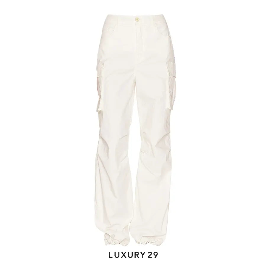 Good American BAGGY CARGO PANTS WHITE