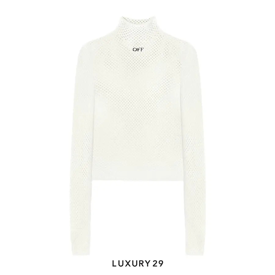 Off-White White openwork jumper with logo