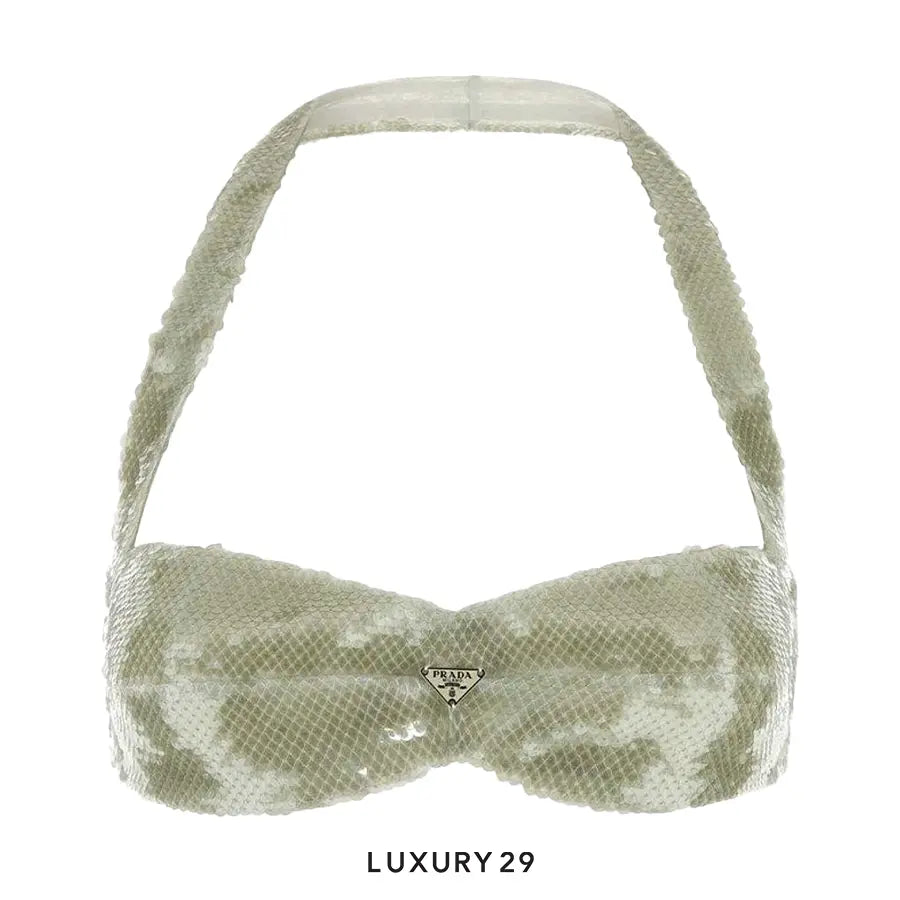 Prada bikini top Tulle Ricamo Verde