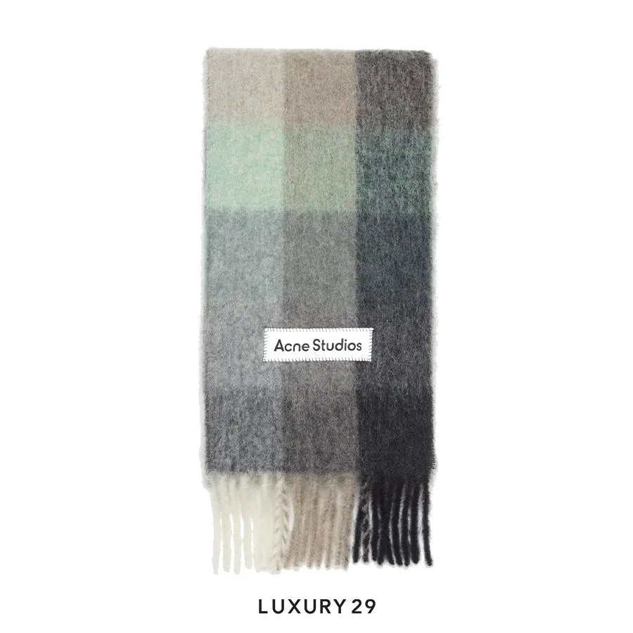 Acne Studios Mohair Checked Scarf Green/Grey/Black