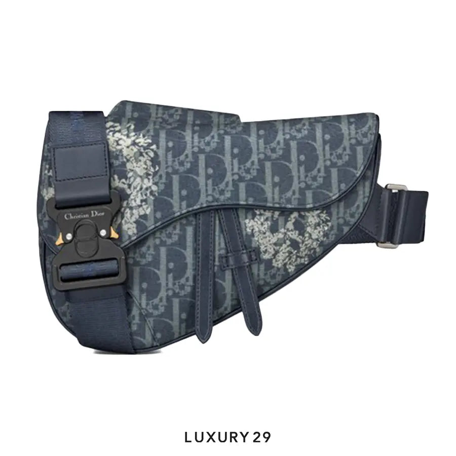 Dior TEARS Saddle Bag Blue Dior Oblique and Peace Sign Dior Tears Denim